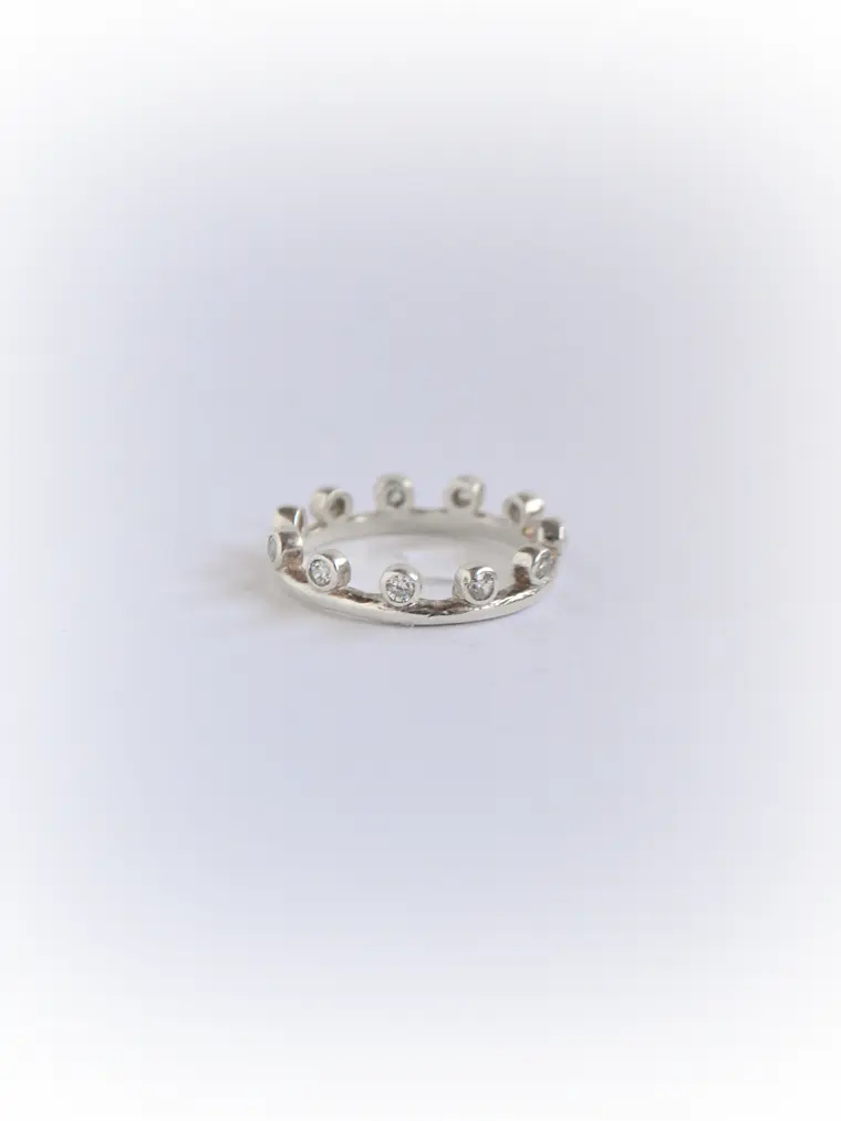 Anillo Corona Topacio Blanco 2