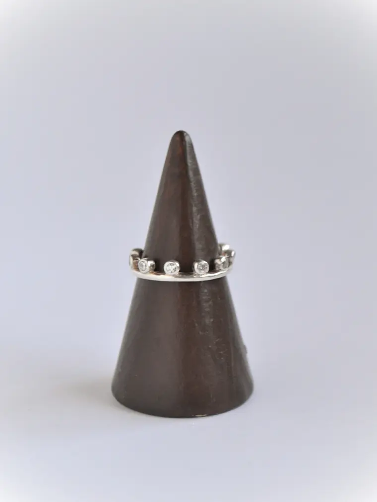 Anillo Corona Topacio Blanco 3