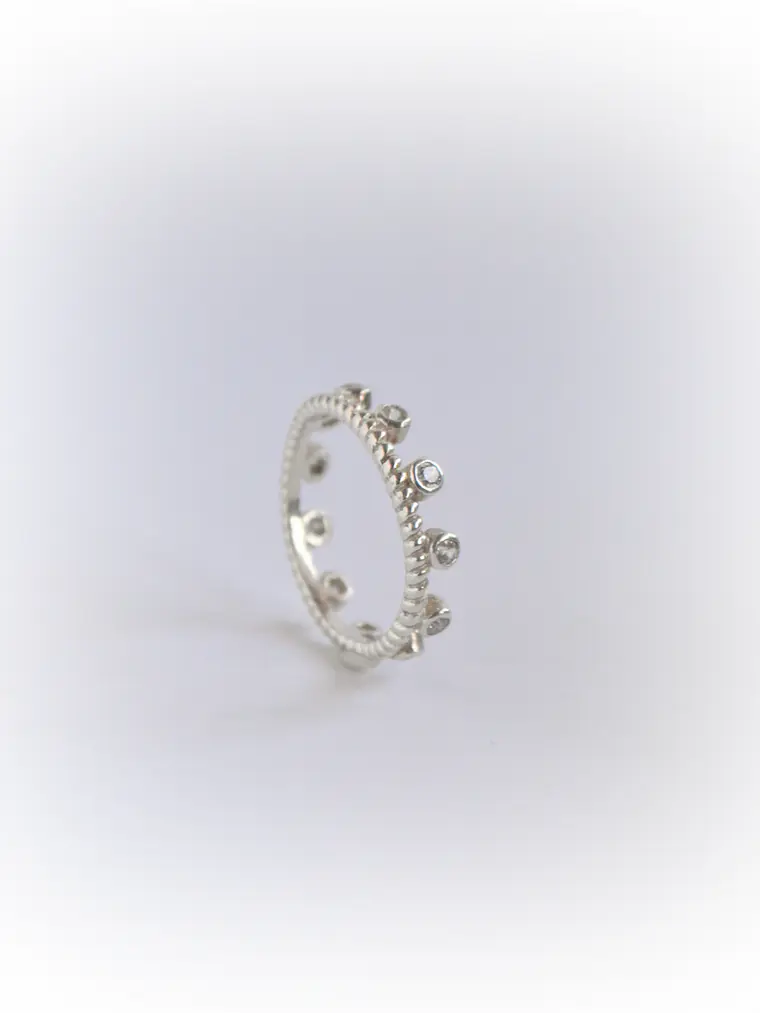 Anillo Espiral Corona Topacio Blanco 1