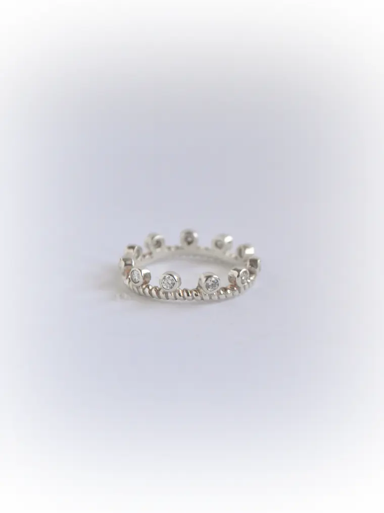 Anillo Espiral Corona Topacio Blanco 2