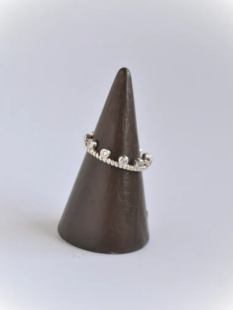 Anillo Espiral Corona Topacio Blanco 3
