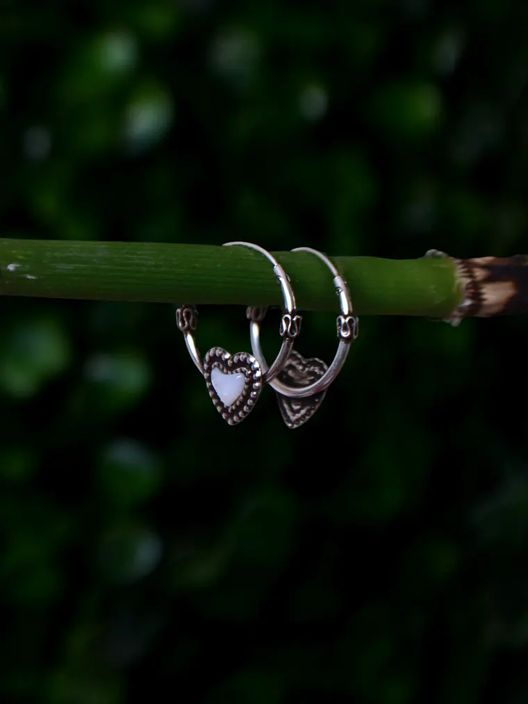Argollas﻿ Bali 16mm Corazon Blanco 2