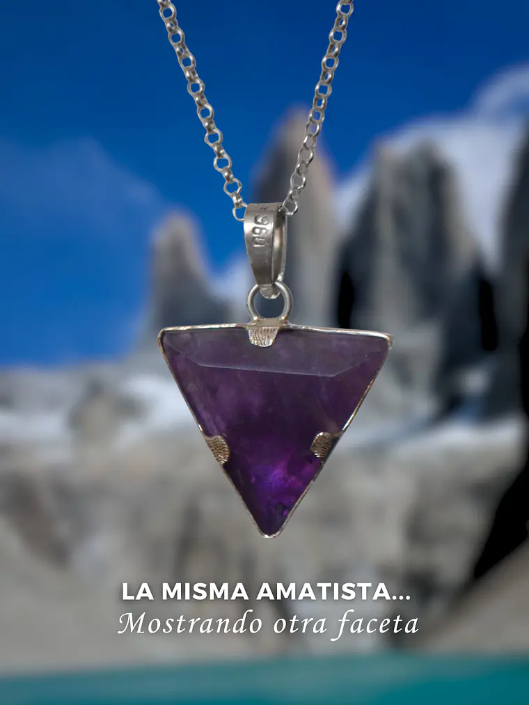 Colgante Torres del Paine Amatista Triangular y Reversible 2