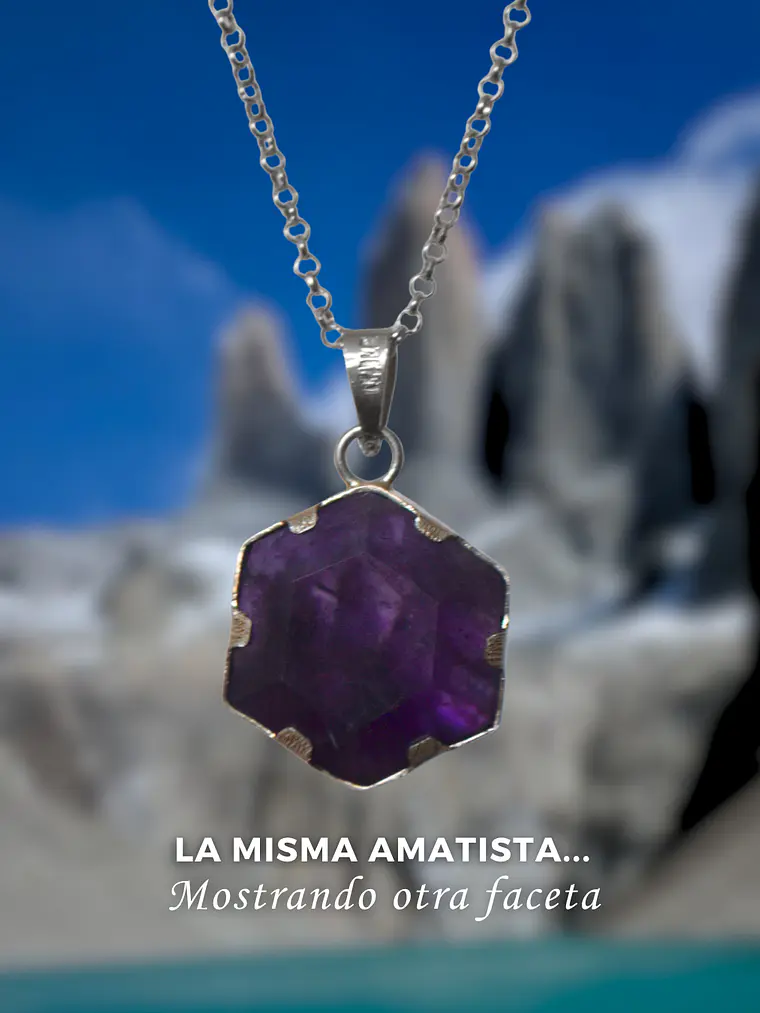 Colgante Torres del Paine Amatista Hexagonal y Reversible 2