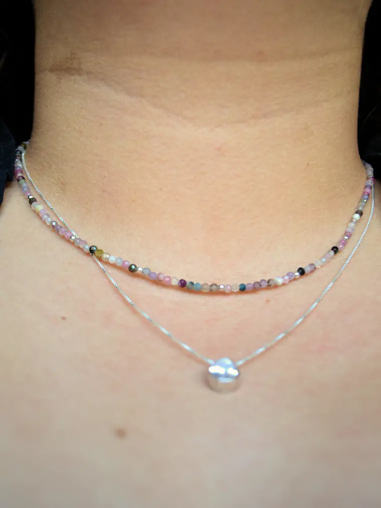 Collar Mostacillas Turmalina Rosa 1