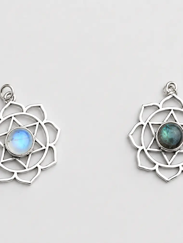 Colgante mandala piedra luna y labradorita 1