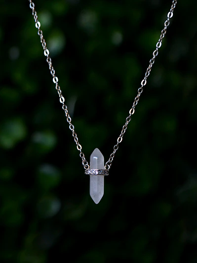 Collar Punta Cuarzo Cristal y Circones