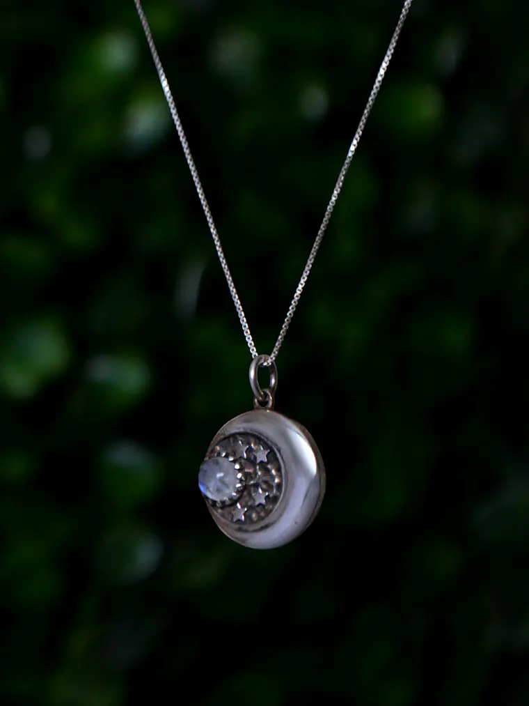 Colgante Luna y Estrellas Piedra Luna 2