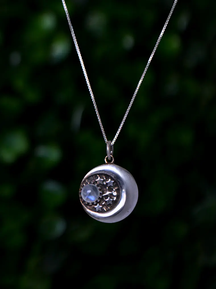 Colgante Luna y Estrellas Piedra Luna 1