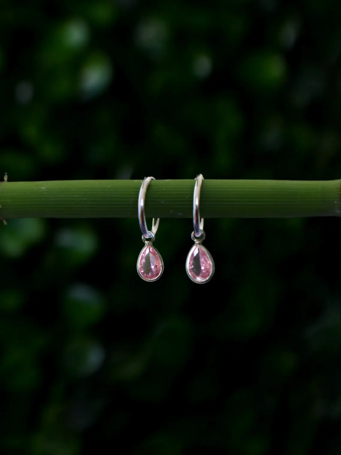 Argollas Gota Circón Rosa 1