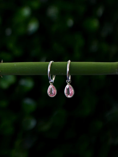 Argollas Gota Circón Rosa