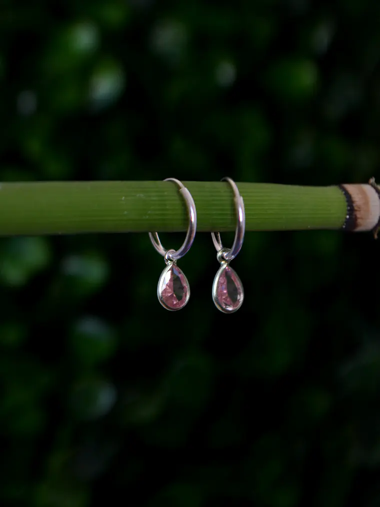 Argollas Gota Circón Rosa 3