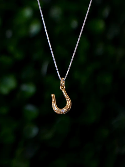 Colgante Herradura y Circón – Plata 925 con Baño de Oro 18K