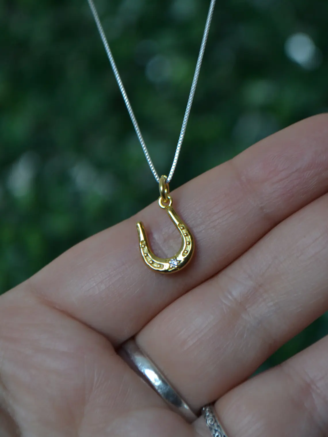 Colgante Herradura y Circón – Plata 925 con Baño de Oro 18K 2