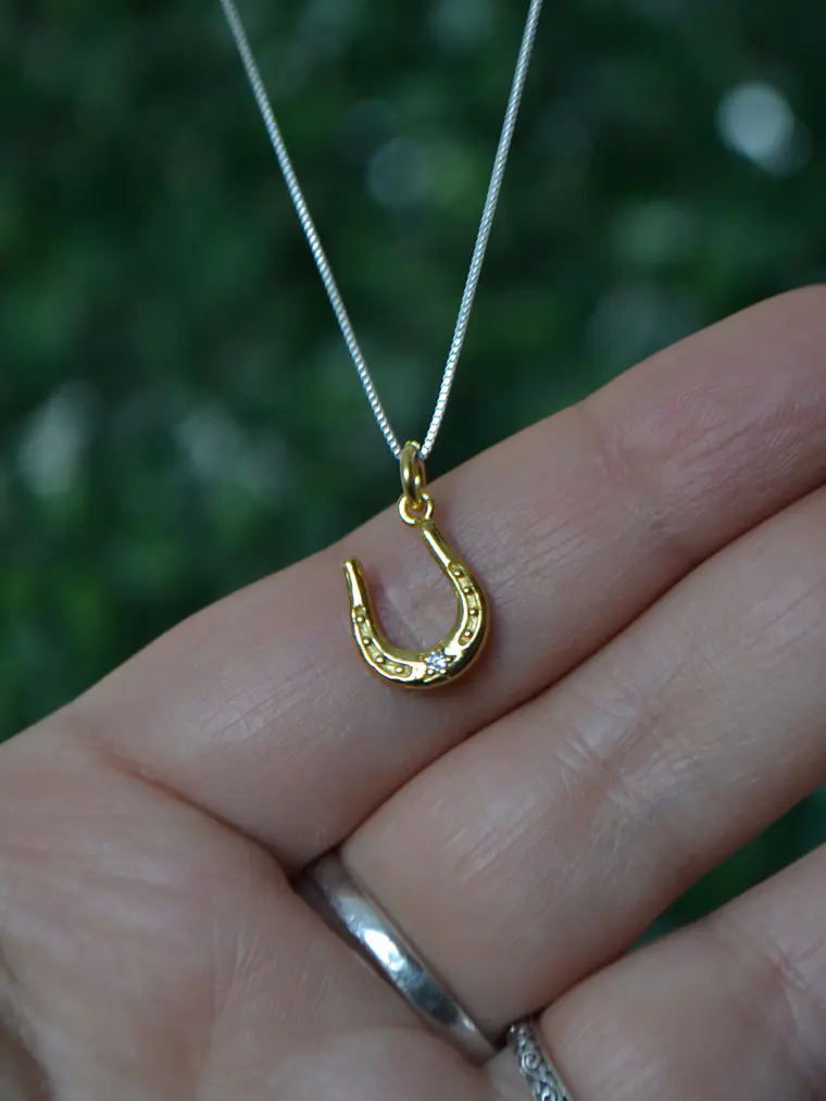Colgante Herradura y Circón – Plata 925 con Baño de Oro 18K 2