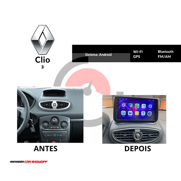 Renault Clio 3 - Rádio Android | Armazém Car ShowOff