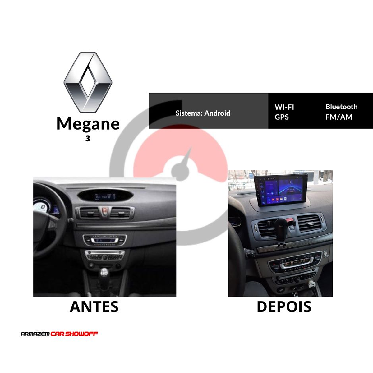 Renault Megane 3 - Rádio Android | Armazém Car ShowOff