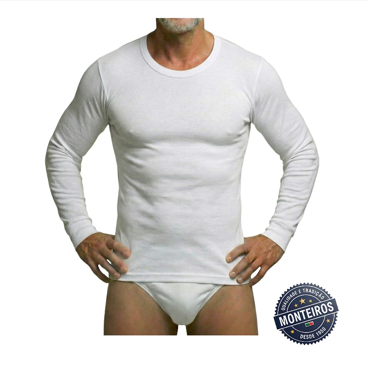 Camisola interior homem manga comprida cardada 1