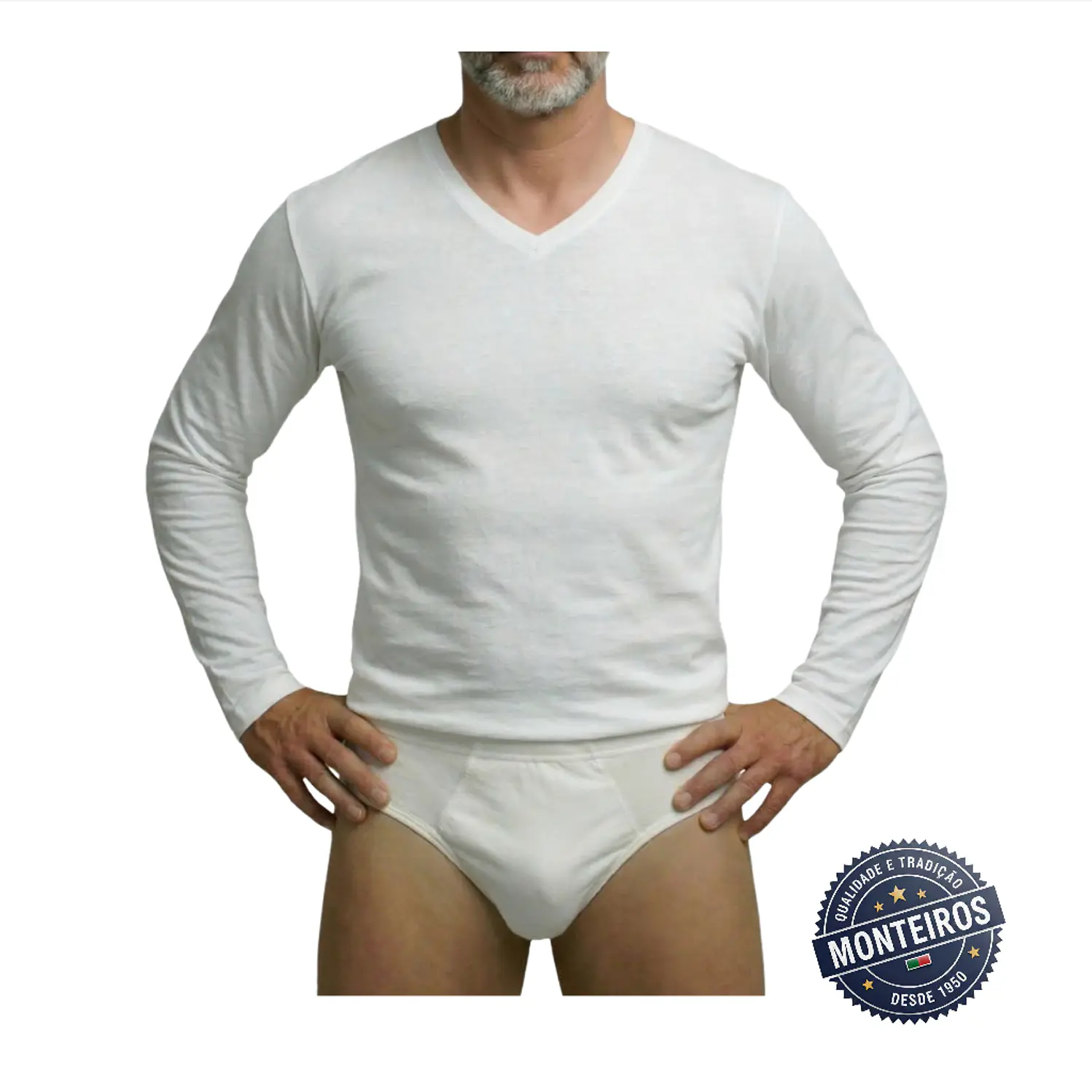 Camisola interior homem térmica manga comprida gola v 1