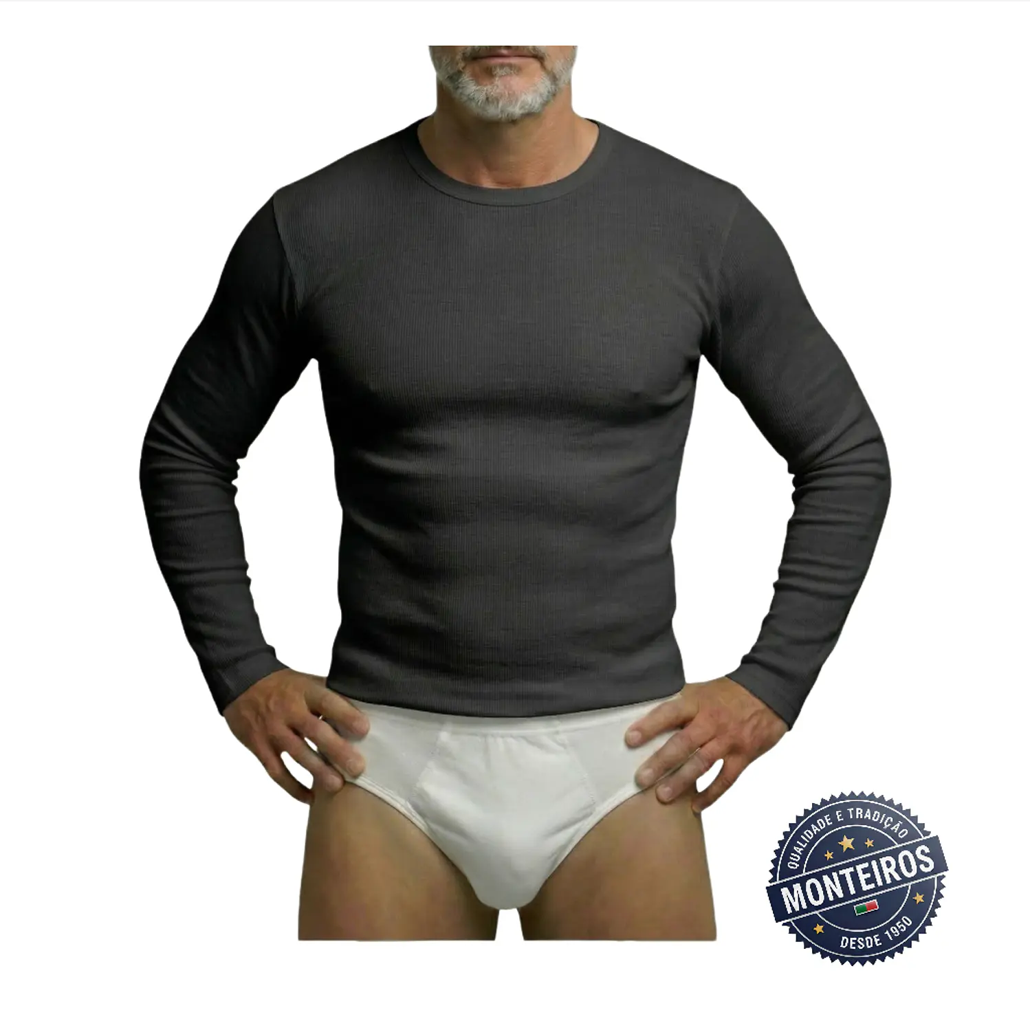 Camisola interior homem térmica manga comprida gola redonda 3