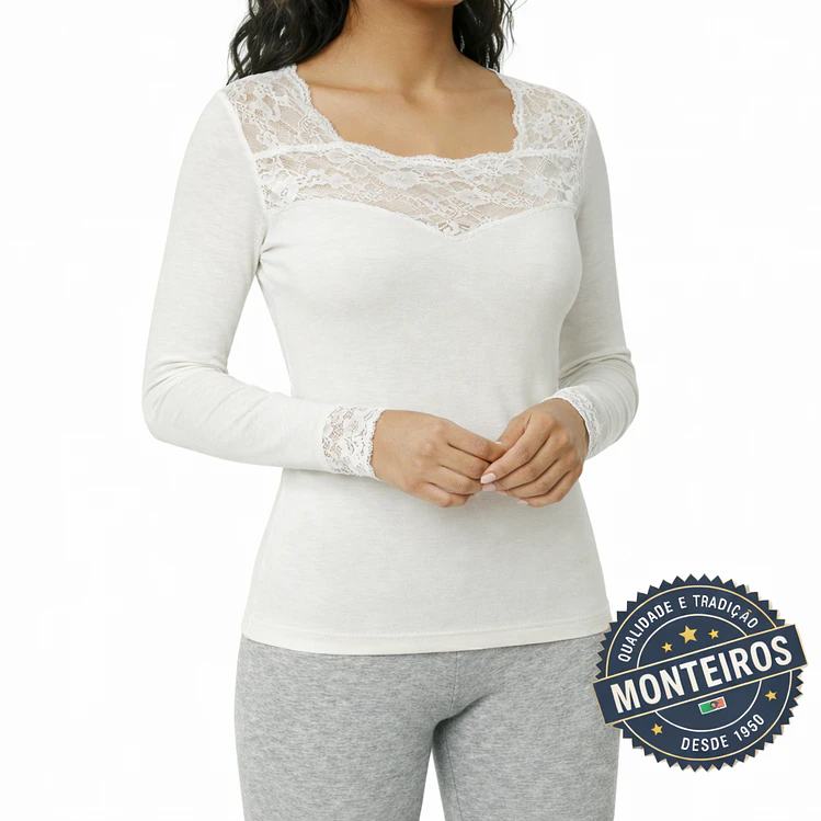 Camisola Interior Térmica de Senhora com Detalhe em Renda - Ysabel Mora 70005 1