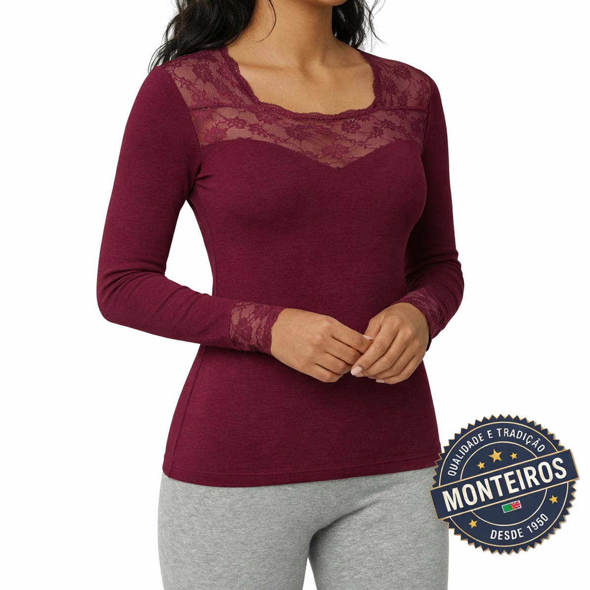 Camisola Interior Térmica de Senhora com Detalhe em Renda - Ysabel Mora 70005 3