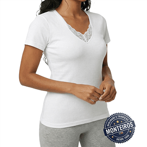 Camisola Interior com Bordado de Meia Manga - MC 556CF