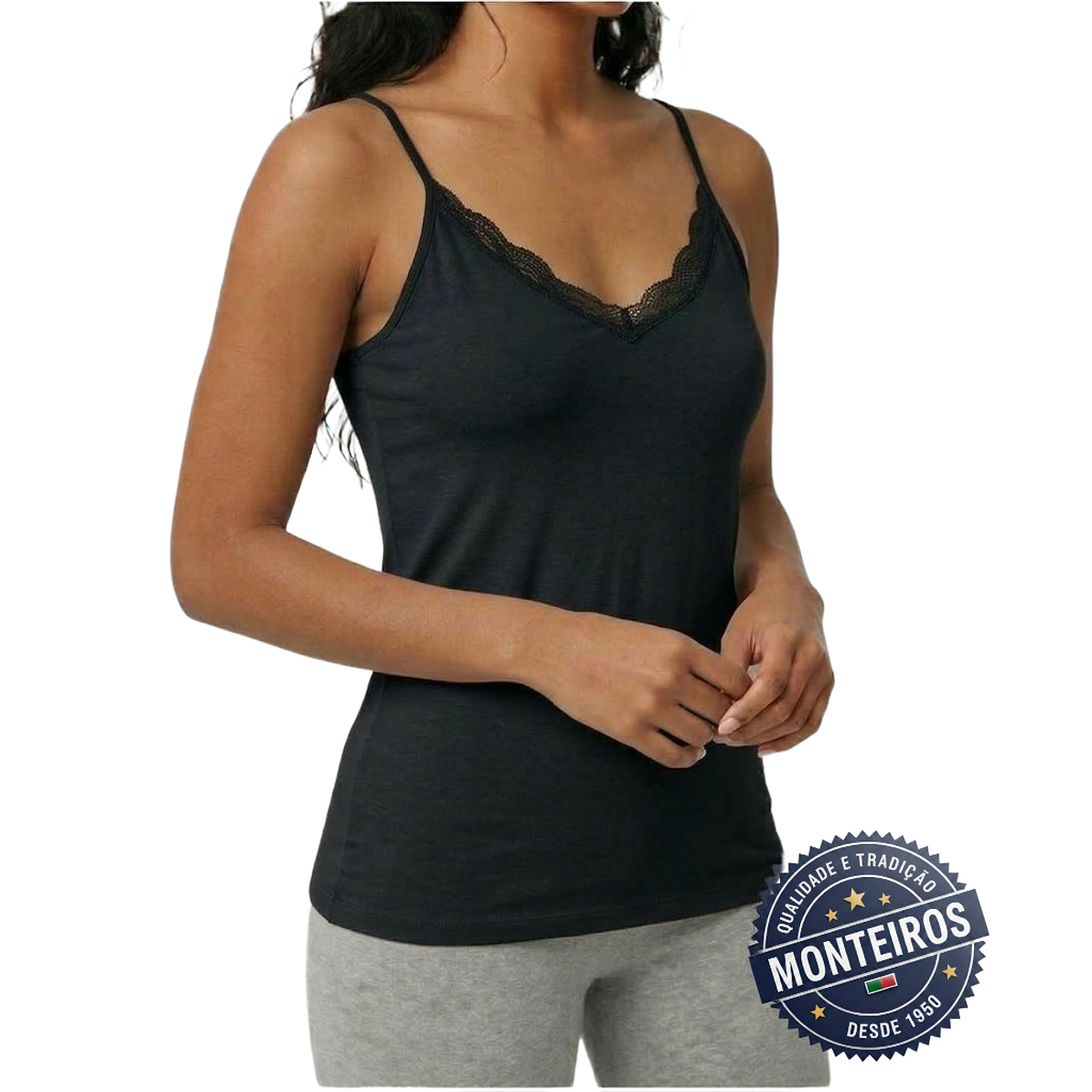 Camisa Interior de Senhora de Alças Finas - Algodão Natural - Ysabel Mora – 19687 3