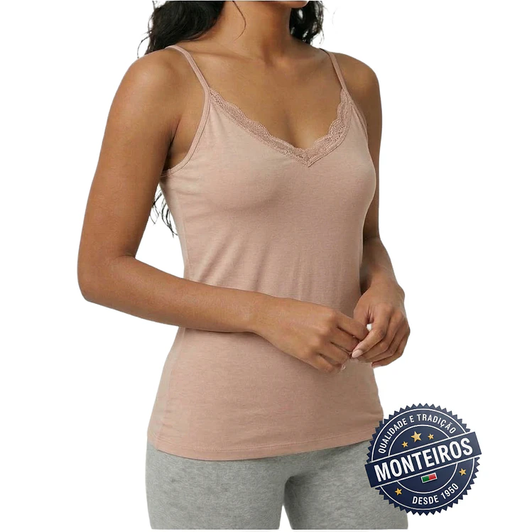 Camisa Interior de Senhora de Alças Finas - Algodão Natural - Ysabel Mora – 19687 1