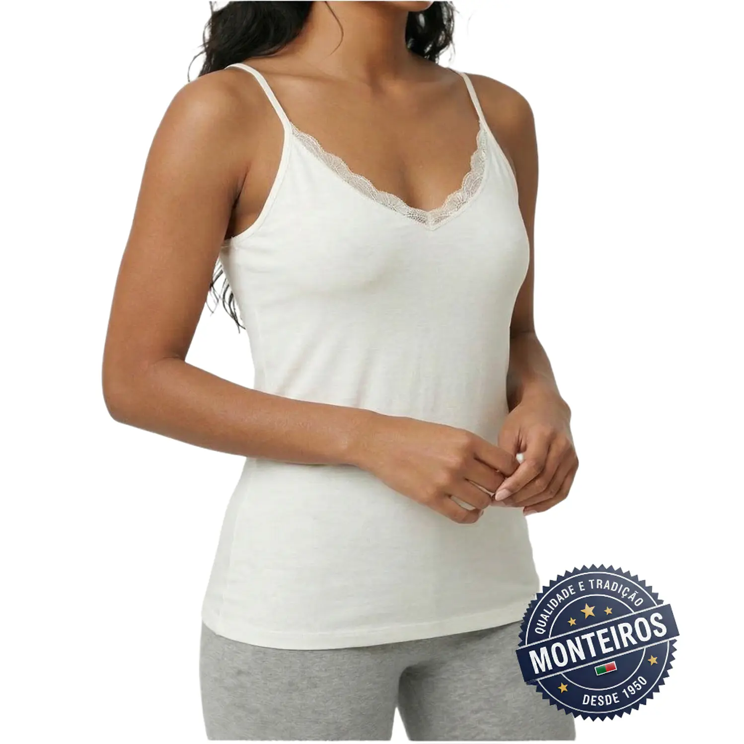 Camisa Interior de Senhora de Alças Finas - Algodão Natural - Ysabel Mora – 19687 5