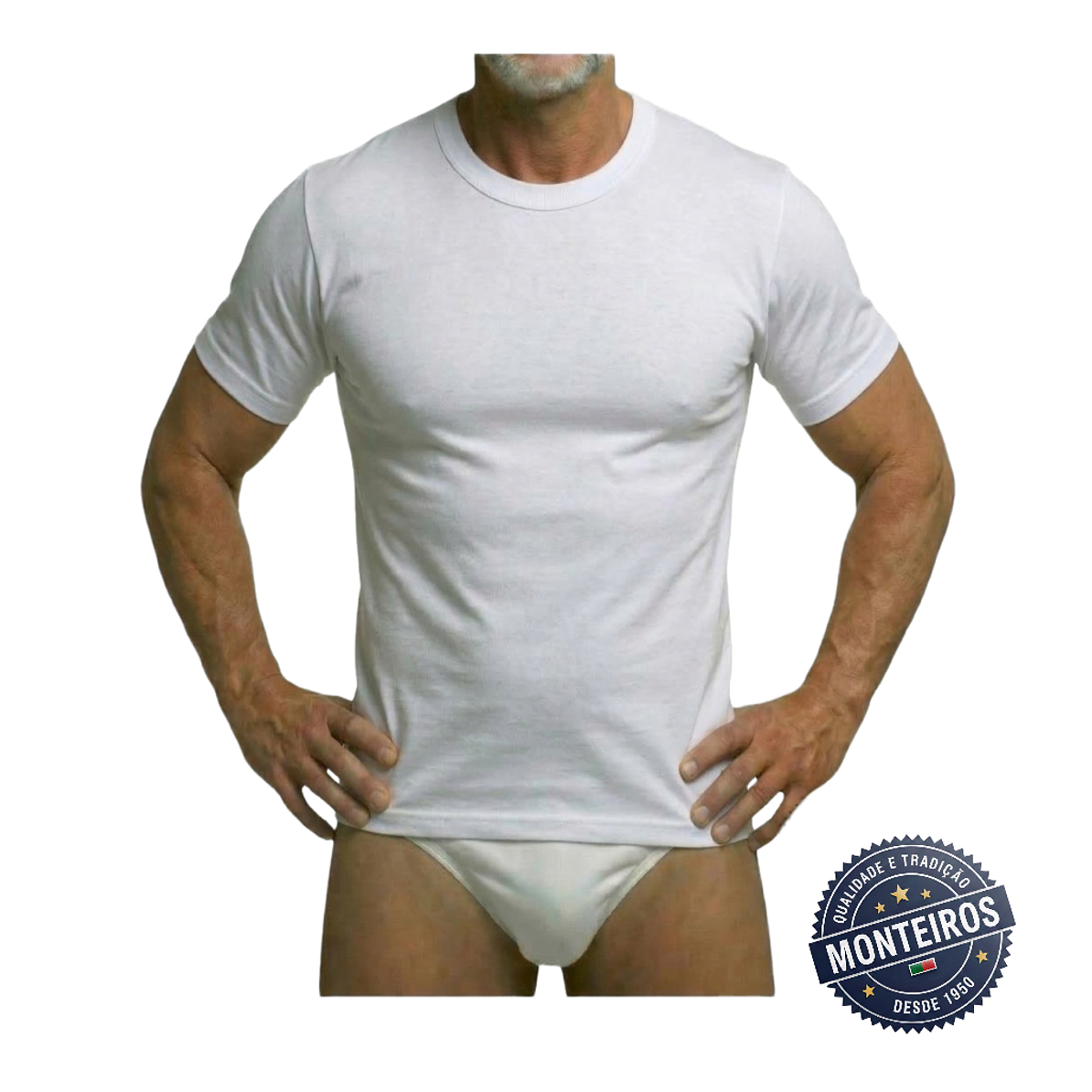 Camisola Interior Meia Manga Gola Ribe para Homem MC 508CF 1