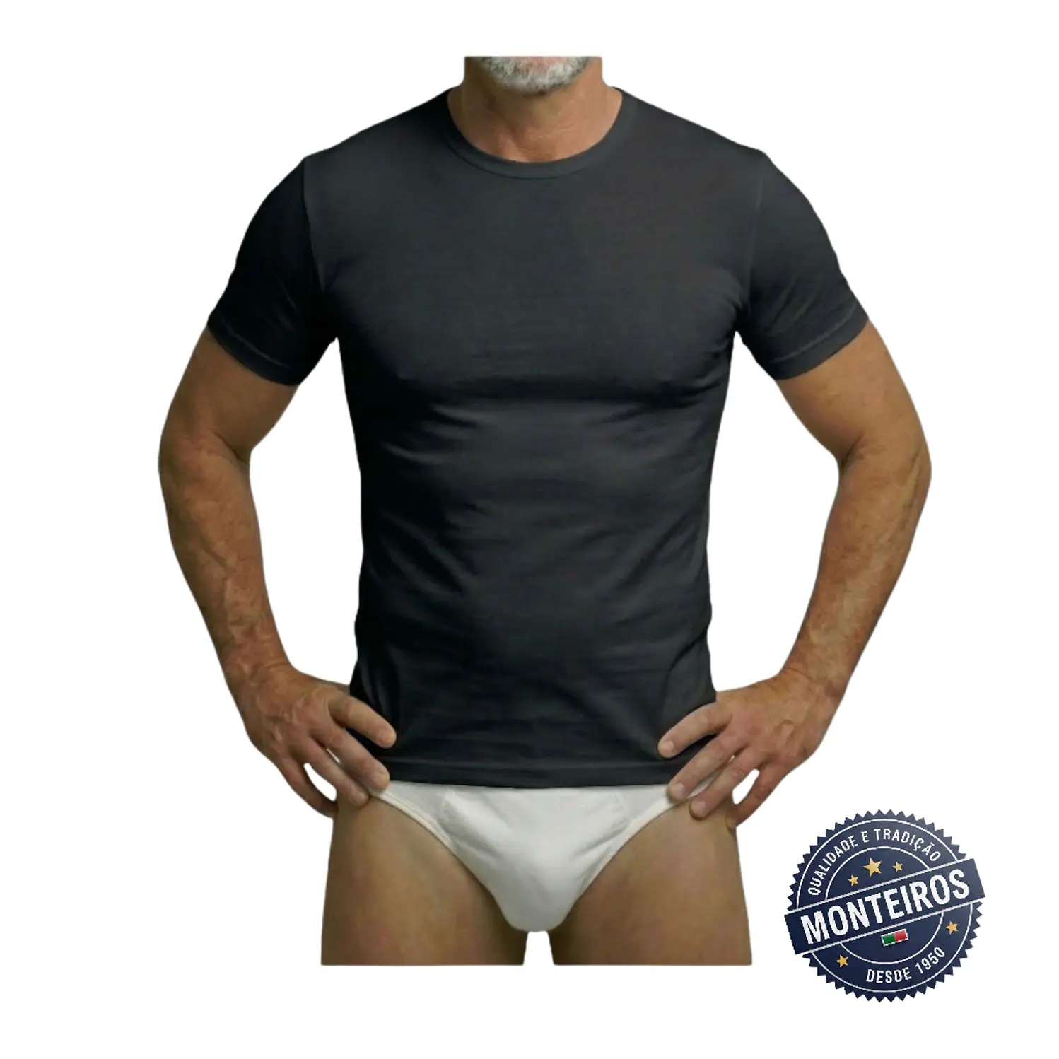 Camisola interior homem térmica meia manga gola redonda 3
