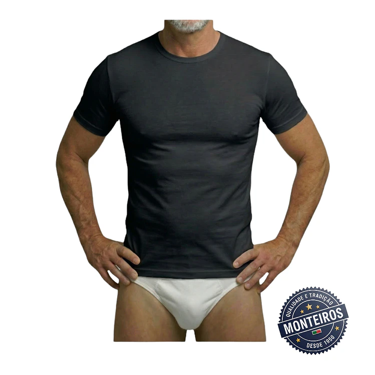 Camisola interior homem térmica meia manga gola redonda 3