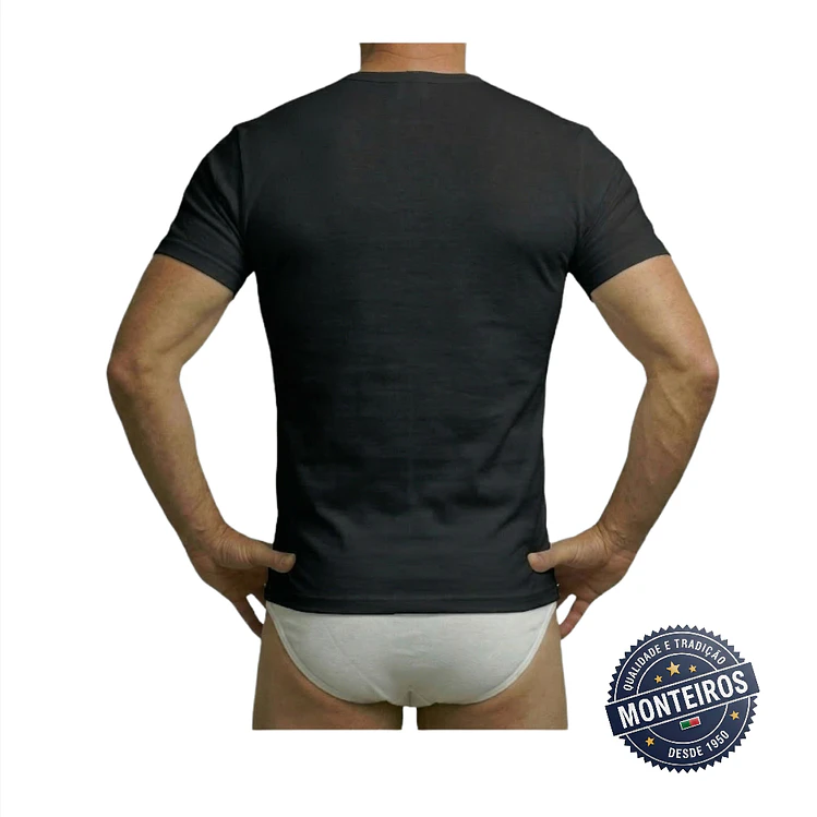 Camisola interior homem térmica meia manga gola redonda 4