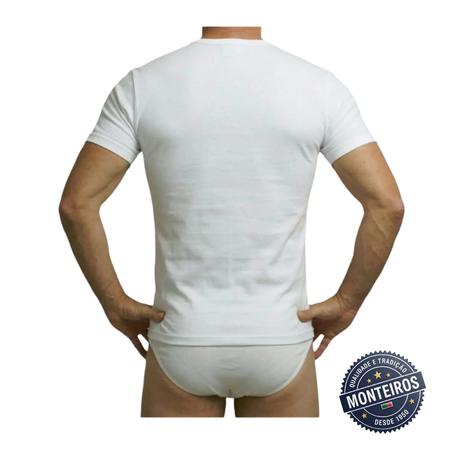 Camisola interior homem térmica meia manga gola redonda 2
