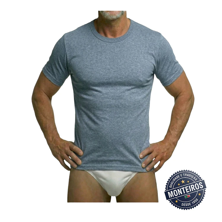Camisola interior homem meia manga malha rib 3