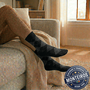 Peúgas de Homem - Xadrês - Medicinais - Lambswool - SR 5060