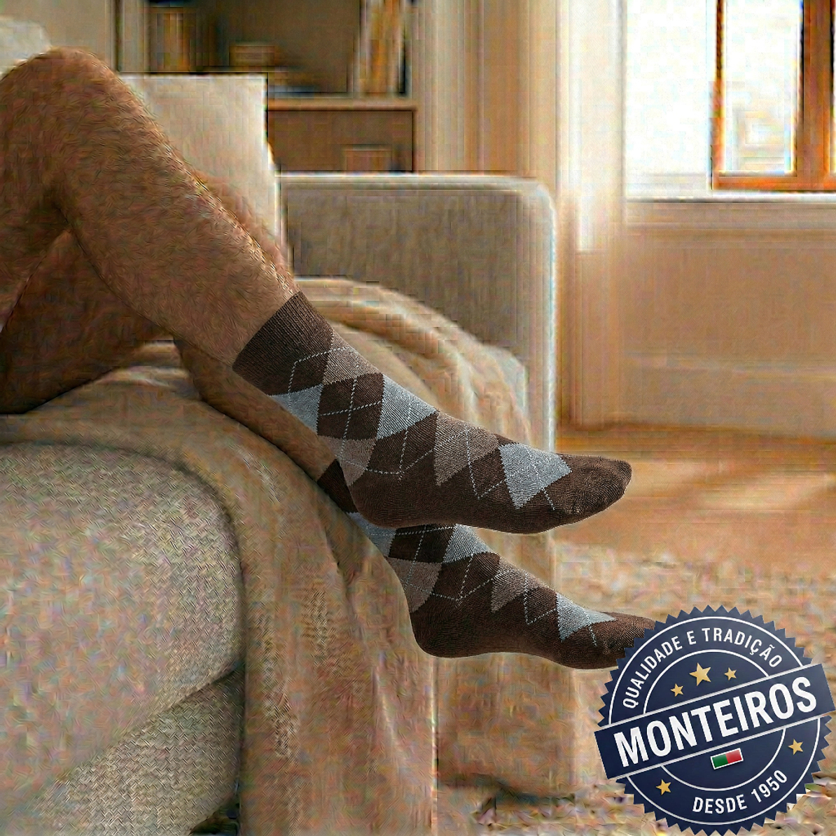 Peúgas de Homem - Xadrês - Medicinais - Lambswool - SR 5060 4