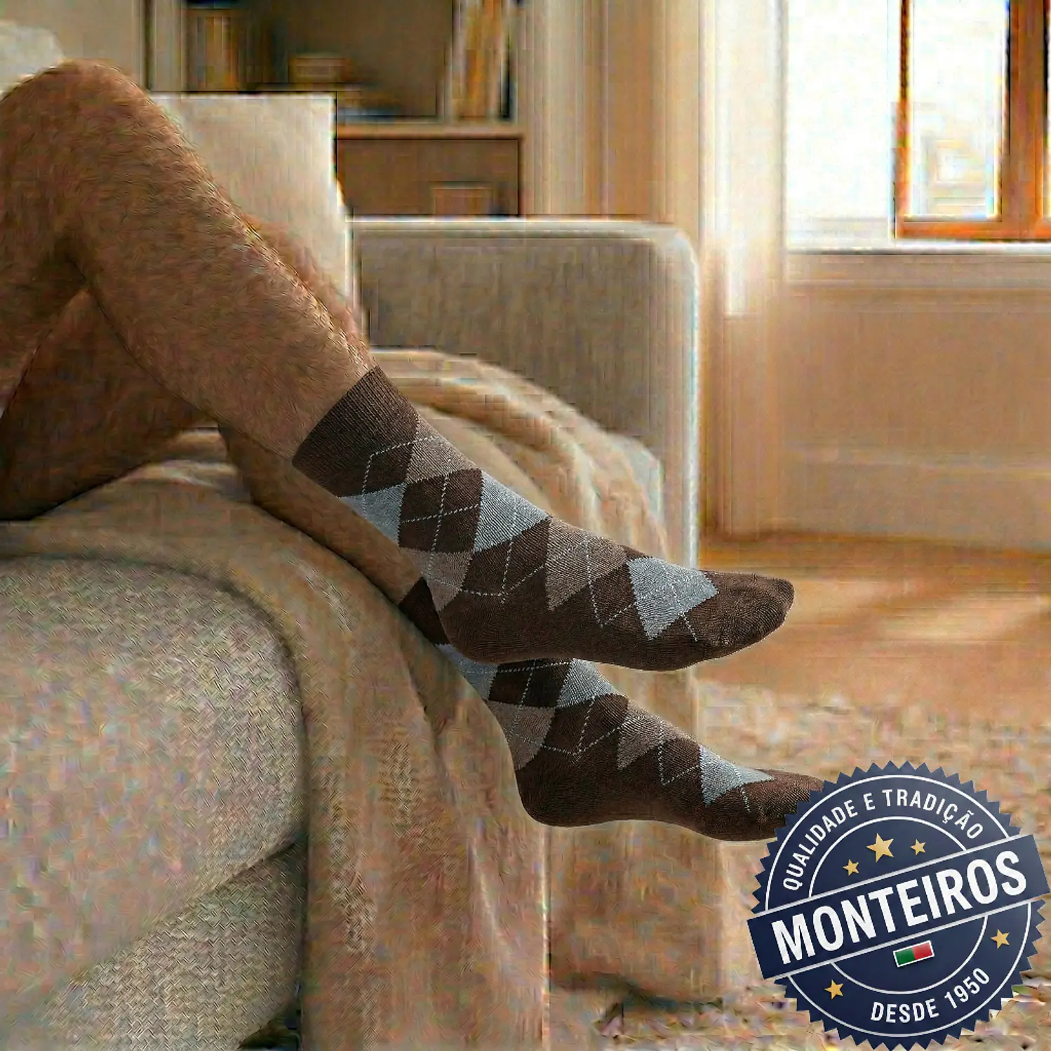 Peúgas de Homem - Xadrês - Medicinais - Lambswool - SR 5060 4