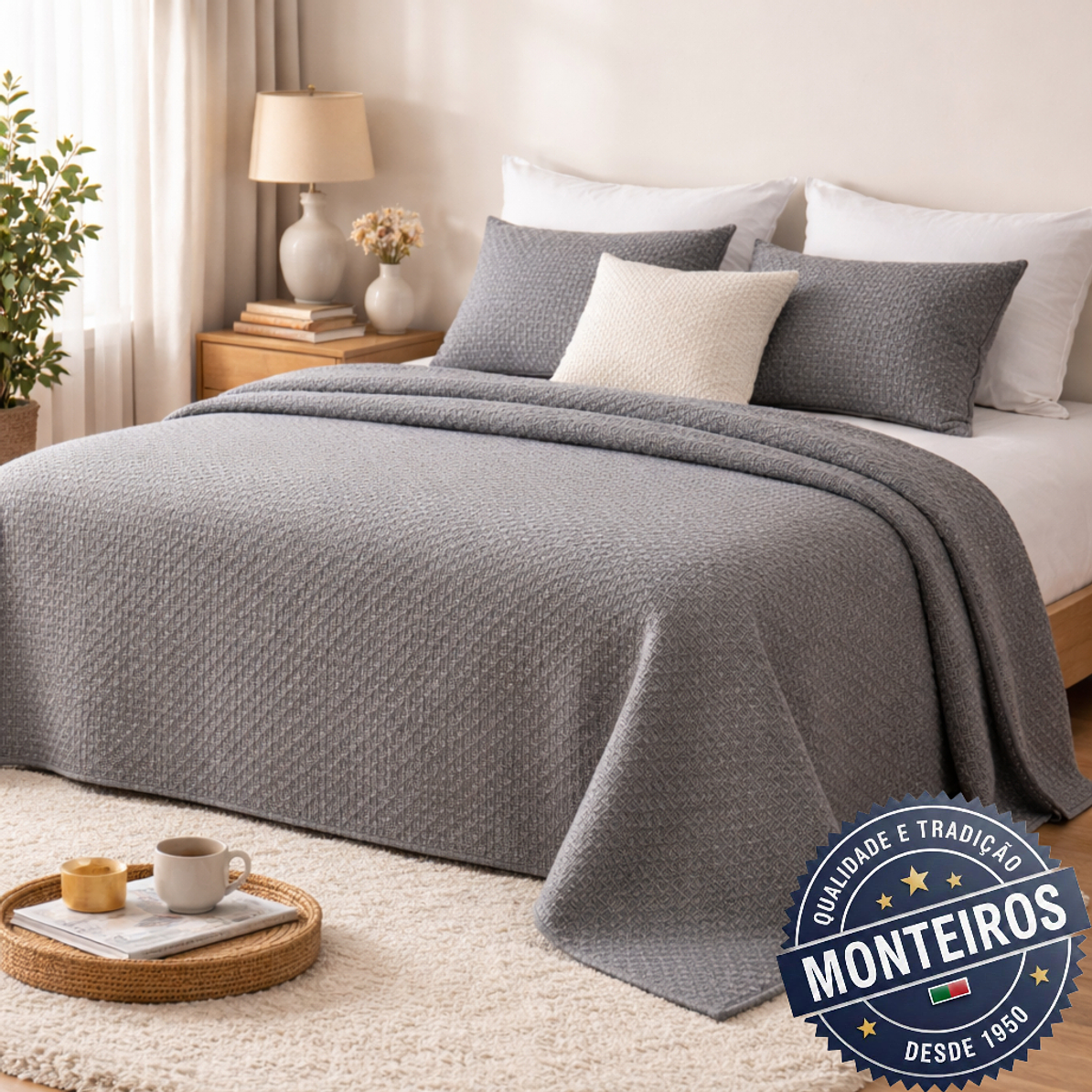 Colcha Trabalhada aos Quadrados - Casal e Solteiro - Cristina 5