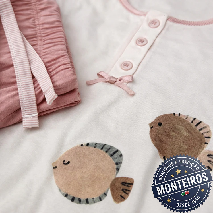 Pijama senhora peixinho manga comprida e calça 3