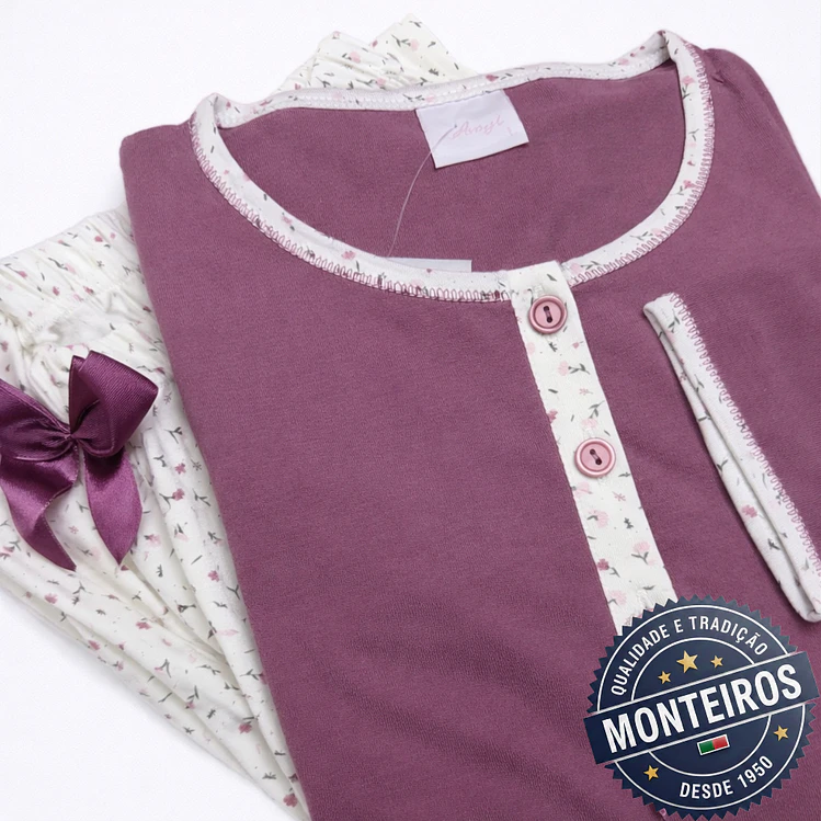 Pijama senhora bolsinho manga comprida e calça 6
