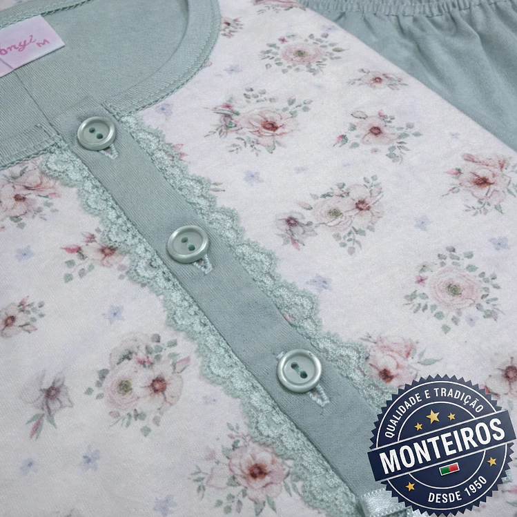 Pijama senhora suave manga comprida e calça 3