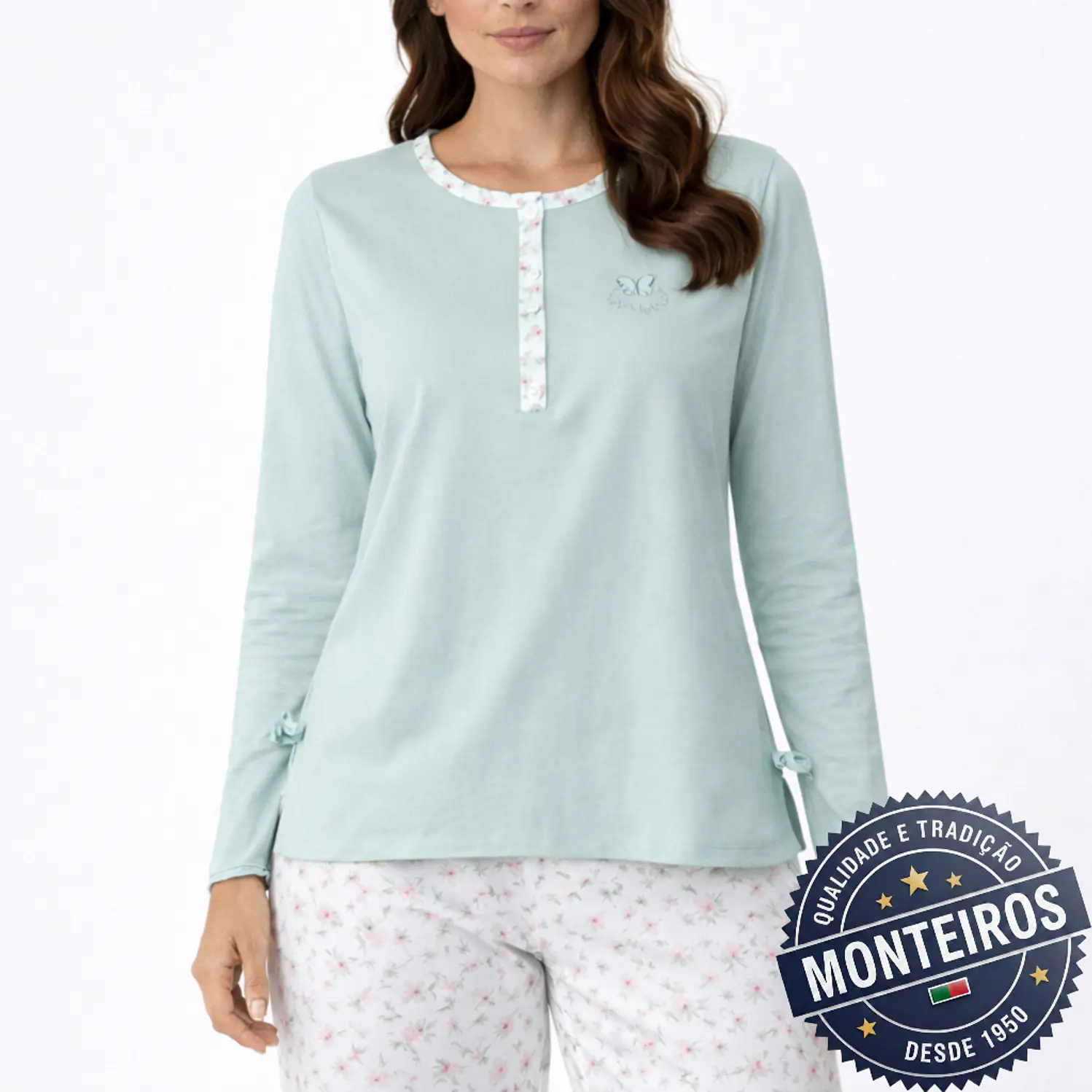 Pijama senhora borboleta manga comprida e calça 5