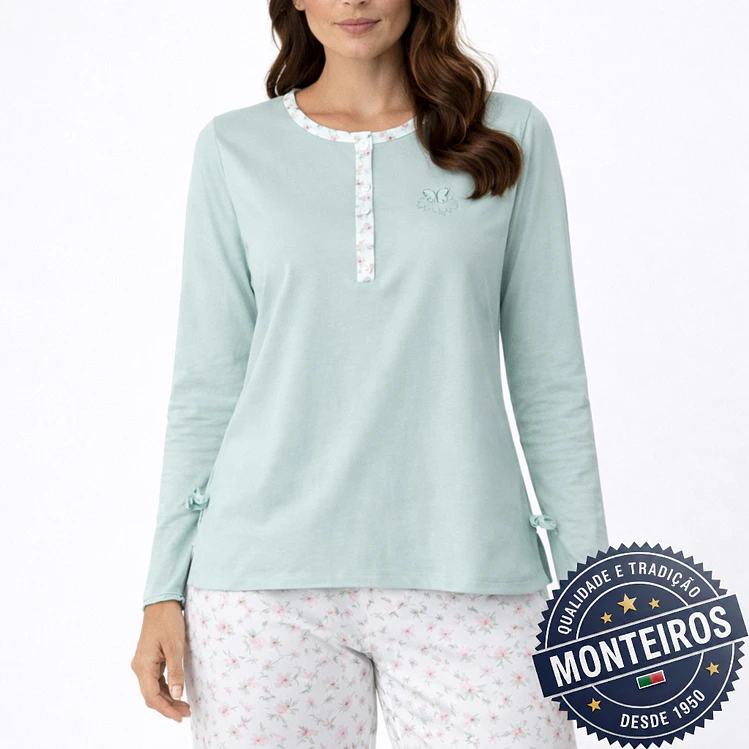 Pijama senhora borboleta manga comprida e calça 5