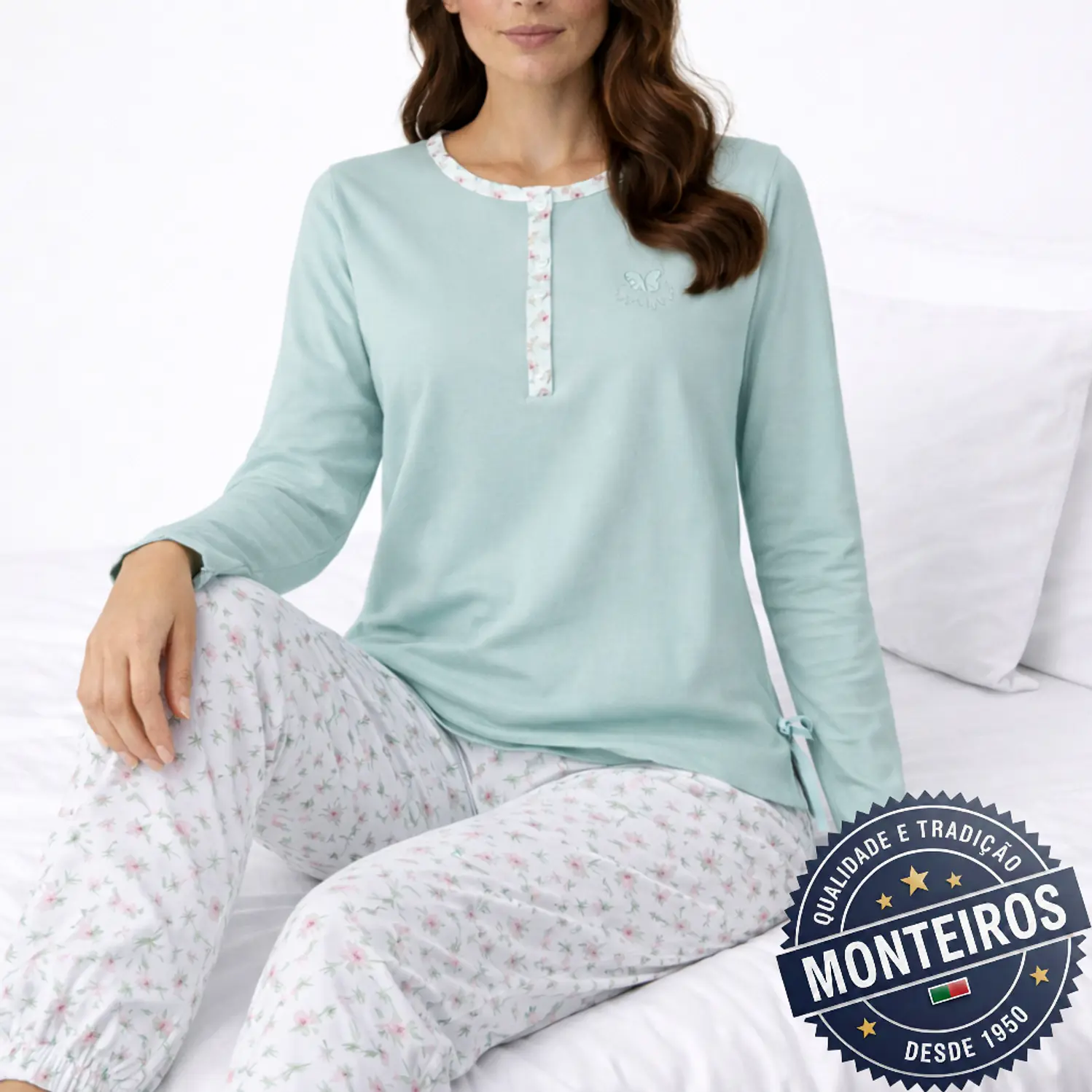 Pijama senhora borboleta manga comprida e calça 4