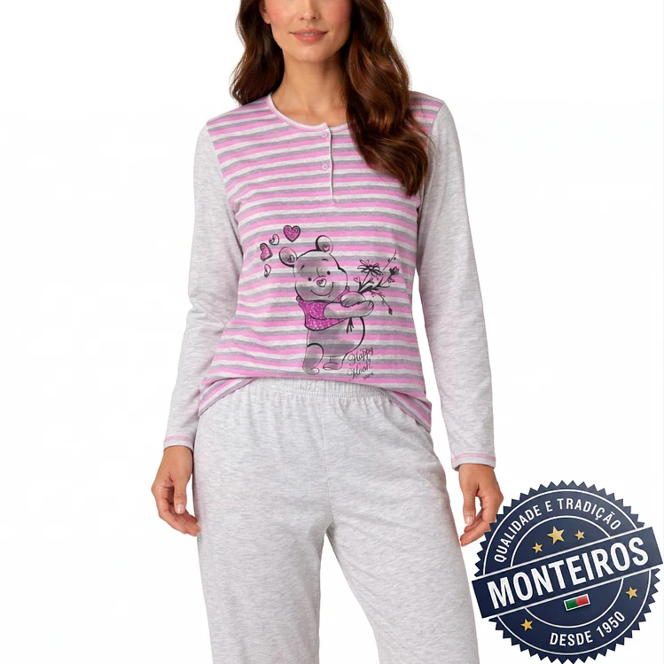 Pijama senhora ursinho manga comprida e calça 2
