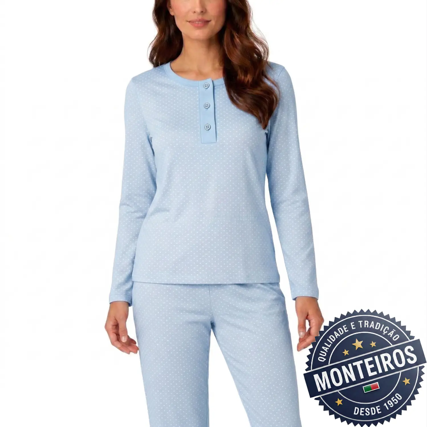 Pijama senhora básico manga comprida e calça 2