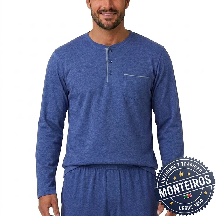 Pijama homem liso manga comprida e calça 2