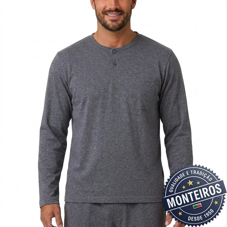 Pijama homem liso manga comprida e calça 4